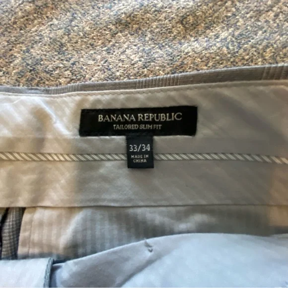 Banana Republic Tailored Slim Fit Gray Wool Pants Men’s 33x34 - Picture 6 of 13